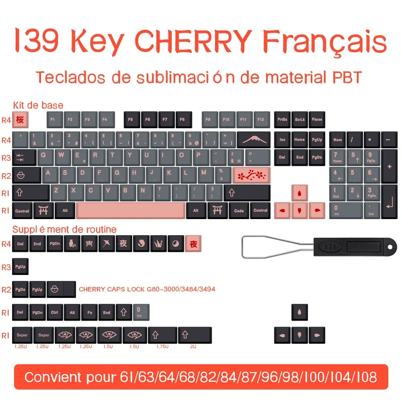 Keycaps AZERTY Japon Anthracite