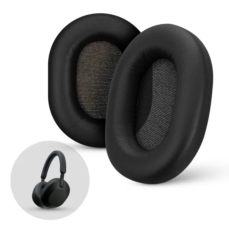 Sony WH-1000XM5 Oreillettes de rechange – Coussinets en cuir PU souple et mousse à mémoire de forme pour plus de confort, installation facile et rapide