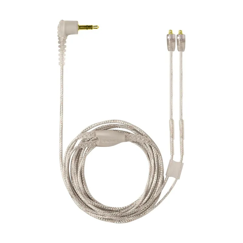 Câble de remplacement pour écouteurs Shure SE215, SE315, SE425, SE535 et SE846, fil argenté transparent, 3.5 mm avec connecteurs MMCX - 1.6 M / 62"