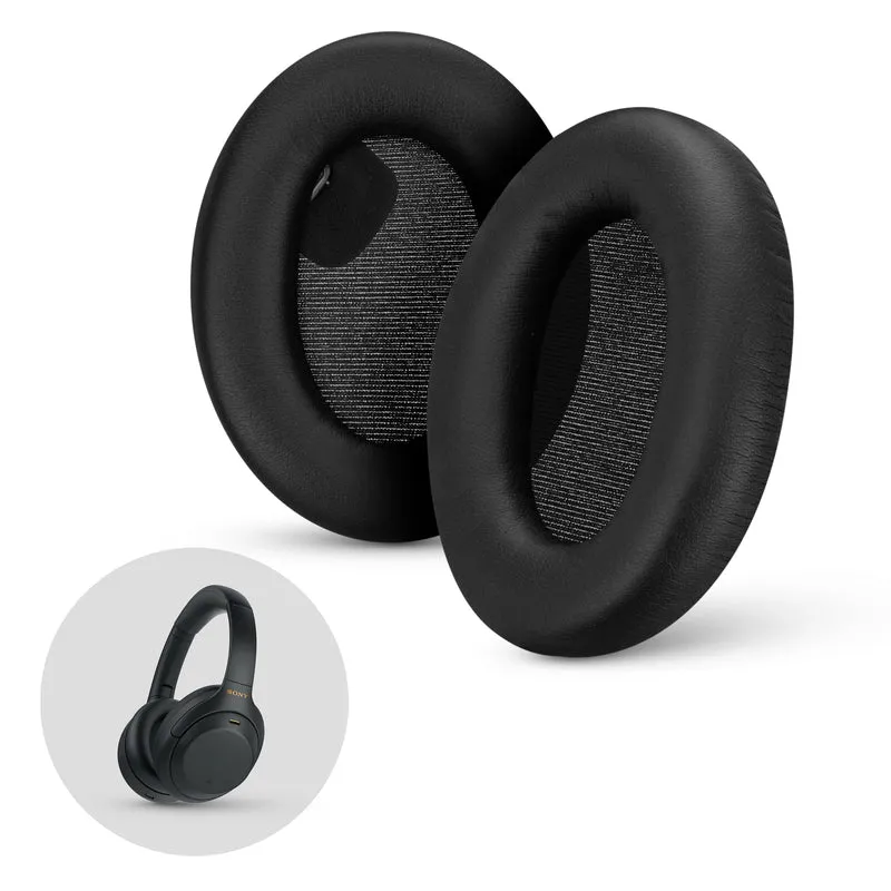 Sony WH-1000XM4 Oreillettes de rechange – Coussinets en cuir PU souple et mousse à mémoire de forme pour plus de confort, installation facile et rapide