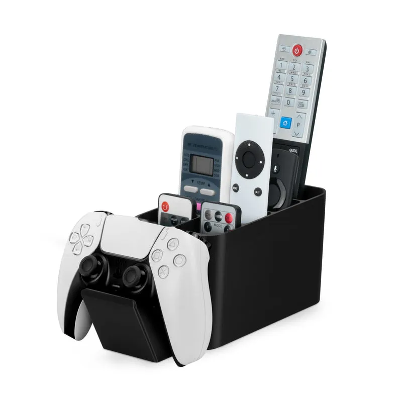 Organisateur de support de manette de jeu et de télécommande, idéal pour les tables d'appoint et les ordinateurs de bureau (pour 3 à 4 télécommandes, 1 manette de jeu, stylos et papeterie)