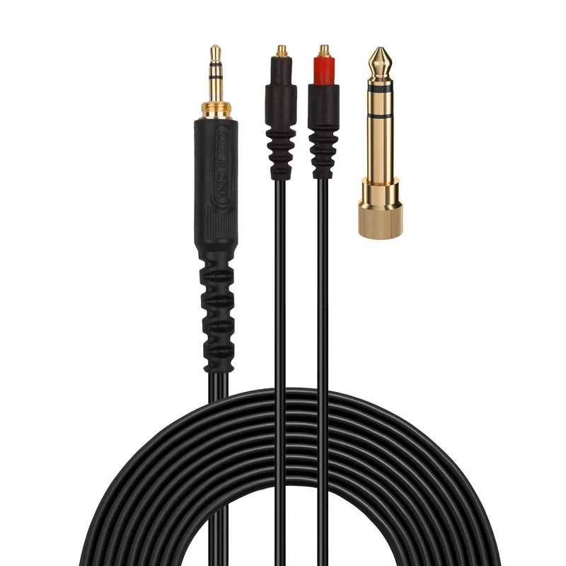 Câble audio de remplacement compatible avec les casques Shure SRH1440, SRH1540 et SRH1840 – Connecteurs MMCX vers 3.5 mm plaqués or avec adaptateur 6.5 mm