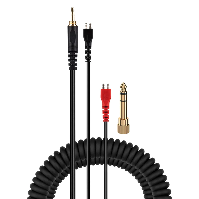 Câble audio spiralé de remplacement compatible avec les casques Sennheiser HD25, HD560, HD540, HD480, HD430, HD414 et HD250 - Jacks plaqués or 3.5 mm