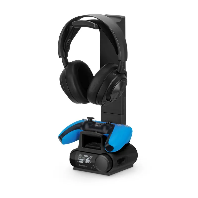 Support pour casque et manette de jeu conçu pour les casques Steelseries Arctis Nova Pro Wireless, Nova Pro Omni et Nova Elite, avec station d'accueil pour la base sans fil.