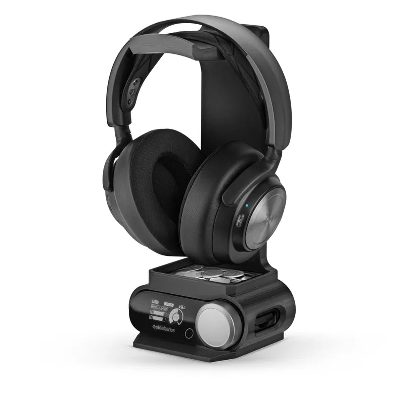 Support pour casque conçu pour les casques Steelseries Arctis Nova Pro Wireless, Nova Pro Omni et Nova Elite, avec station d'accueil pour la station de base sans fil.