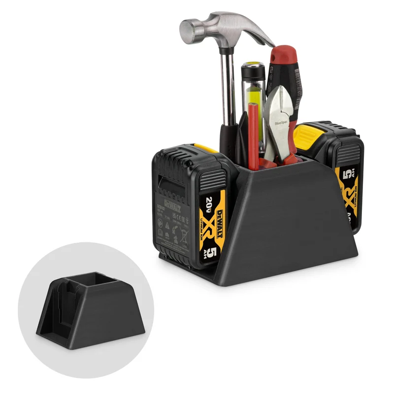 Support de batterie de bureau pour batteries sans fil Dewalt 20 V/60 V avec compartiment de rangement pour outils et stylos, compatible avec les batteries DCB200 DCB203 DCB205 DCB206 DCB606 DCB 609