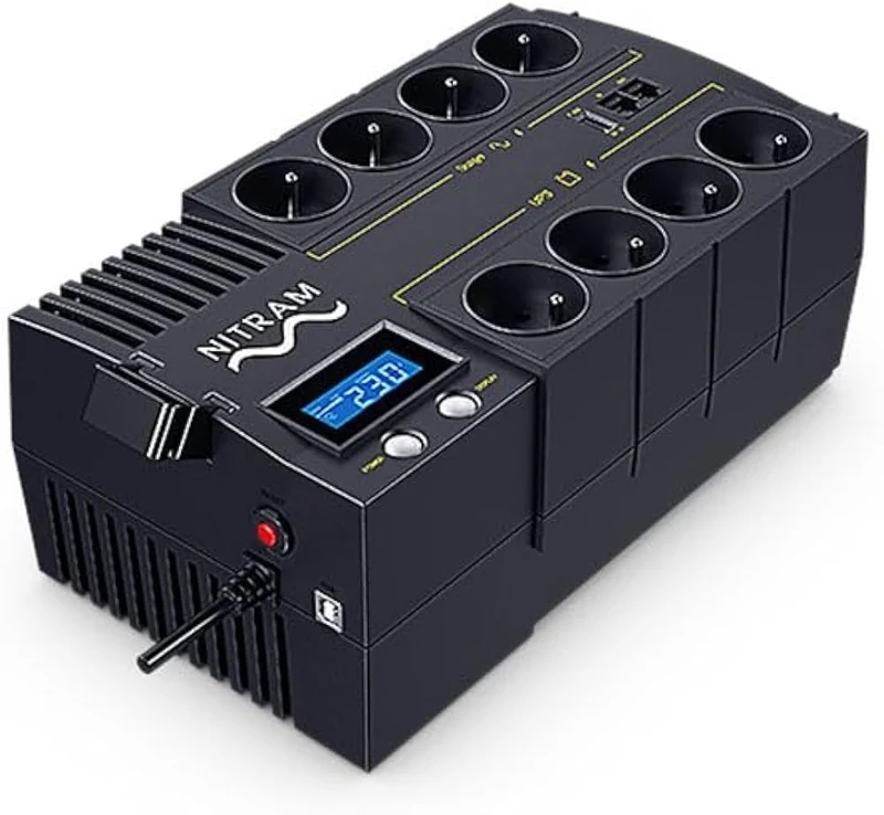 NITRAM Onduleur POWER BOXX 700VA/420W – LCD – Line Interactive – 4 + 4 Prises FR