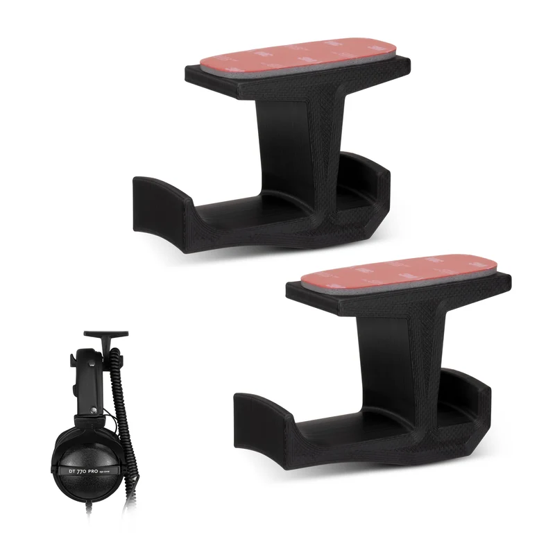 BigJ (paquet de 2) Support de suspension pour casque et organisateur de câbles sous le bureau