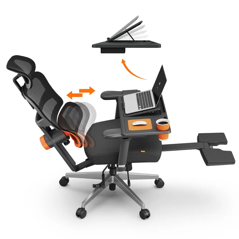 Newtral Ergonomic Office Chair with Footrest - 4D Armrest Recliner Chair - NT002+LAPD-BLACK