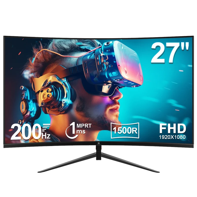 Refurbished: Z-EDGE 27” 200Hz Curved Gaming Monitor 1ms Full HD 1080P HDMI & DP Port Support Universal Mount