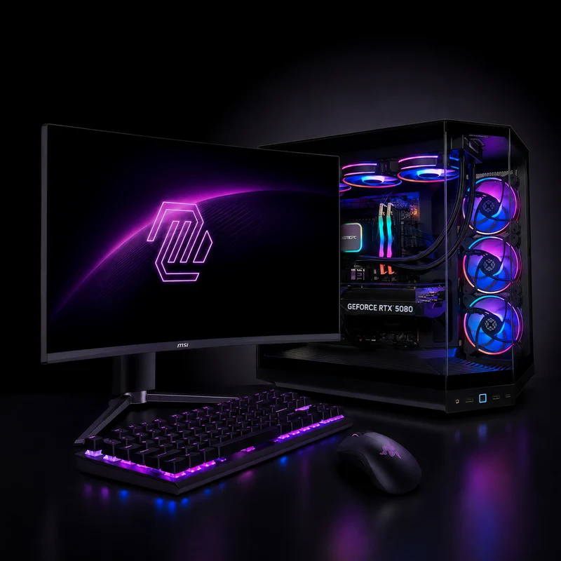 XOTIC PC 1440p Max FPS Gaming PC + Monitor Bundle, NVIDIA GeForce RTX 5080, Core Core Ultra 7 270K Plus, 32GB DDR5, 2TB SSD