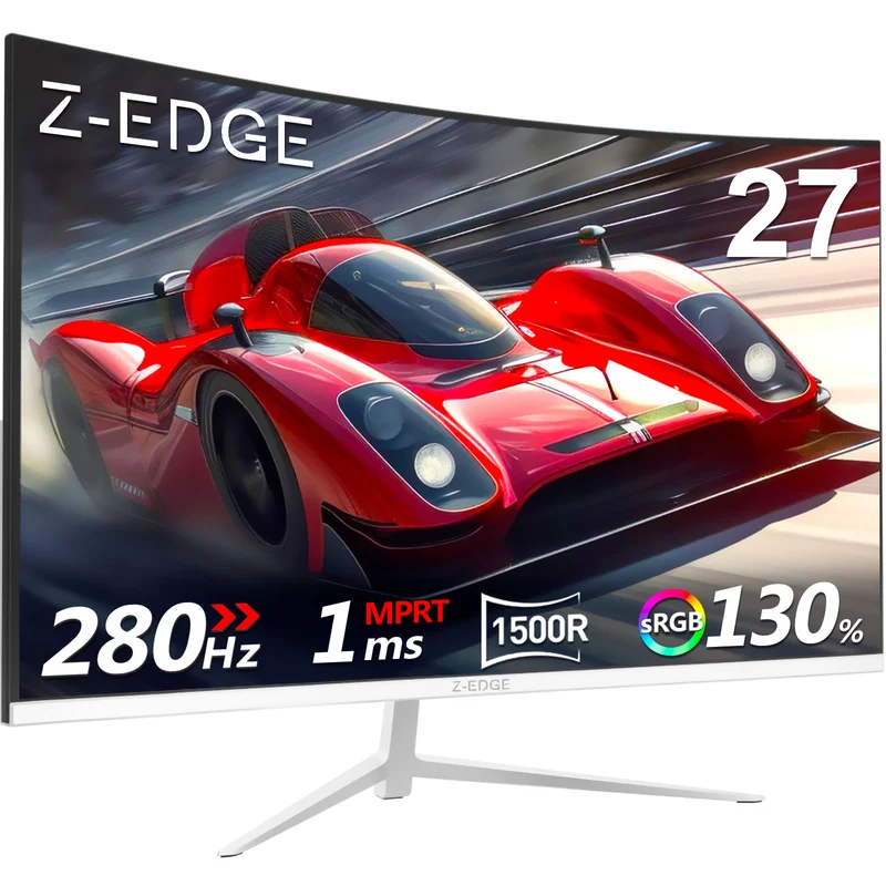 Z-EDGE UG27P 27" 280Hz Curved Gaming Monitor, White Monitor