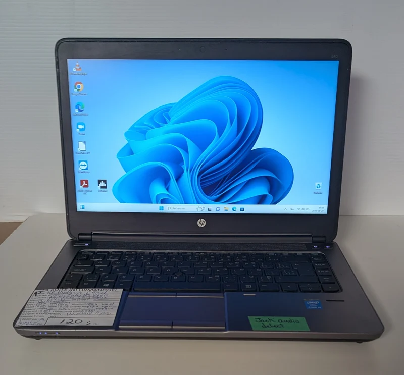 Laptop HP ProBook 640 G1 i5-4300M 8Go SSD 120Go 14po HDMI VGA Windows 11 Pro – Jack Audio Sensible