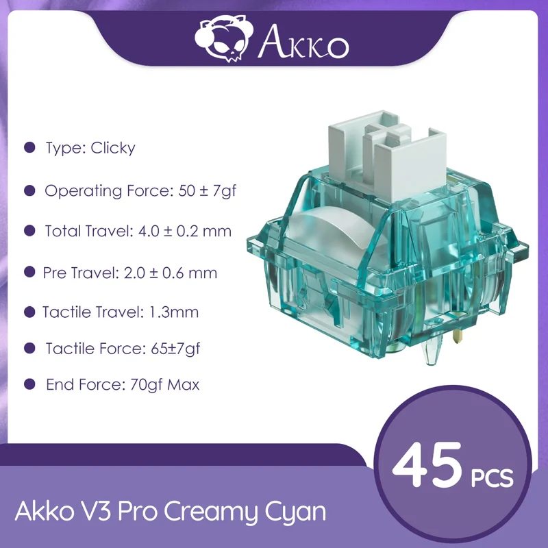 Switch Akko V3 Creamy Cyan Pro 45PCS