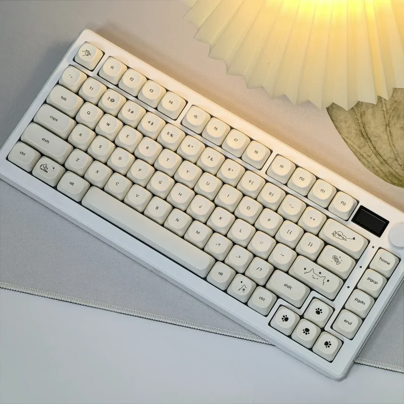 Keycaps QWERTY Cute Cat Blanc