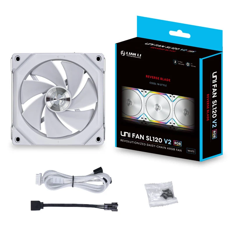 Lian Li UNI FAN SL120 V2 ARGB Reverse Blade - Blanc