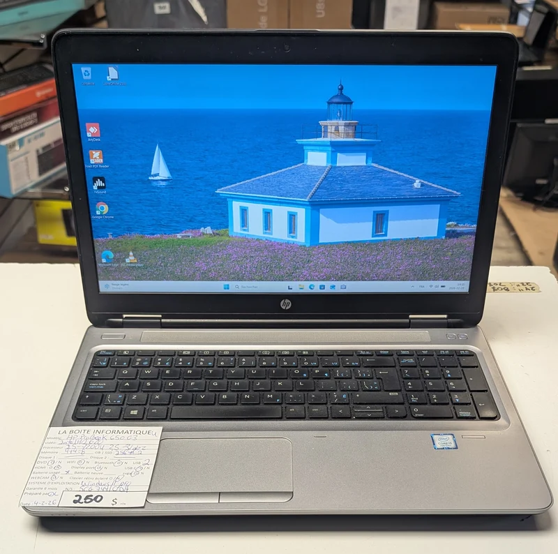 Laptop HP ProBook 650 G3 i5-7200U 8Go DDR4 SSD 256Go M.2 DVD 15,6po USB-C