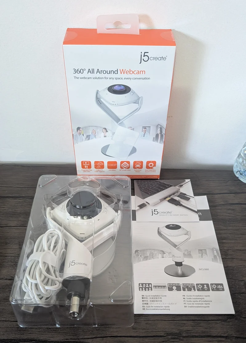 Webcam de vidéoconférence 360° j5create JVCU360 – Comme neuve (Open Box)