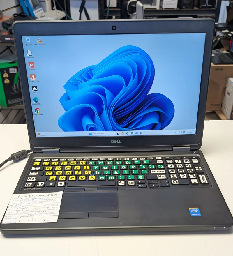 🛒 💻 Laptop Dell Latitude E5550 i5 16Go SSD 256Go HDMI – Clavier GROS CARACTÈRES 👁️