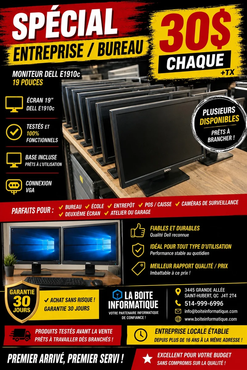 🖥️ Moniteur Dell E1910c 19 po – Robuste, Testé & Fonctionnel