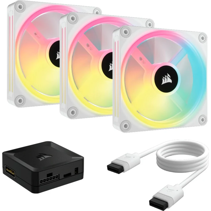 Corsair iCUE Link QX120 RGB Kit de démarrage pack de 3 - Blanc