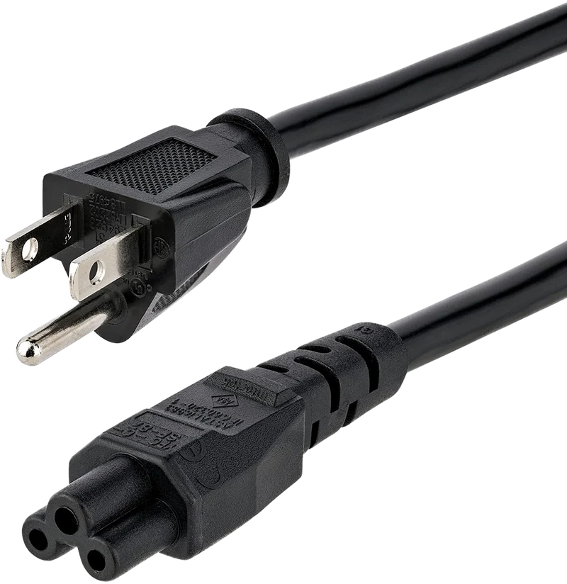 XOTIC PC Laptop Power Cord, NEMA 1-15P to C5 (Mickey Mouse), 10A 125V, 18AWG Laptop Replacement Cord