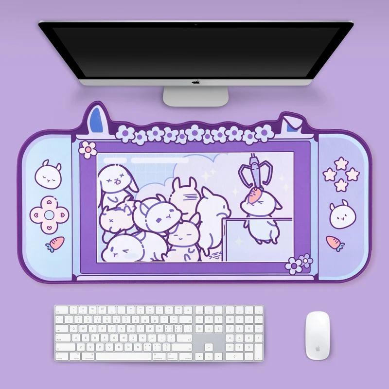 Tapis de souris XXL Kawaii avec motif de lapin