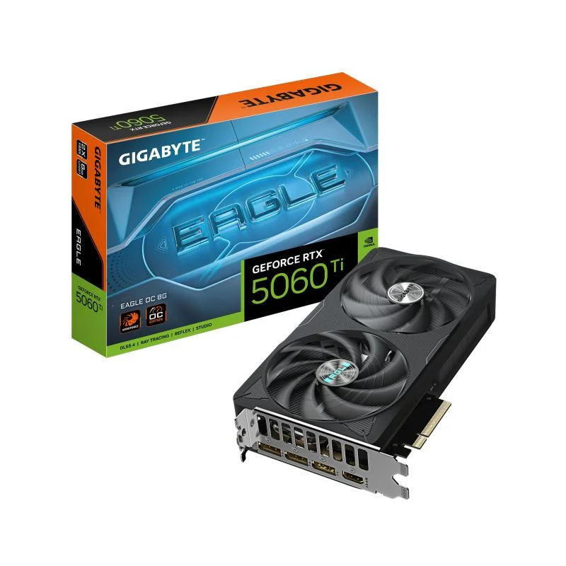 GIGABYTE GeForce RTX 5060 Ti EAGLE OC 8G Carte Graphique 8 Go GDDR7, 128 bits, PCI-E 5.0, 2617 MHz Fréquence du processeur, 3 x DisplayPort, 1 x HDMI, GV-N506TEAGLE OC-8GD