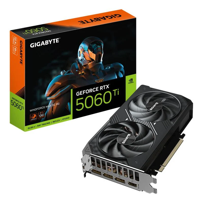 GIGABYTE GeForce RTX 5060 Ti EAGLE MAX OC 8G Carte Graphique 8 Go GDDR7, 128 bits, PCI-E 5.0, 2617MHz Fréquence du processeur, 3 x DisplayPort, 1 x HDMI, NVIDIA DLSS 4, GV-N506TEAGLEMAX OC-8GD