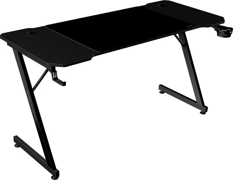 Bureau gaming Mars Gaming MGD-X 140 cm - plateau carbone, tapis XL inclus, passe-câbles (Noir)