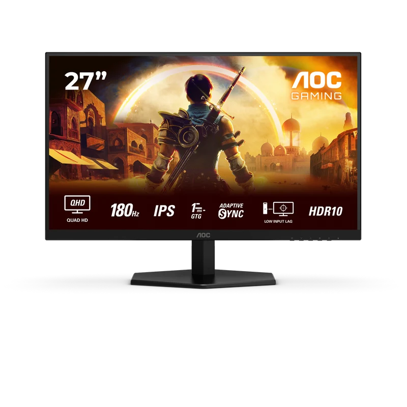 Écran PC Gamer 27" AOC Gaming Q27G42XE - Quad HD 1440p 180Hz - Fast IPS 1ms - HDR10 - Haut-parleurs - Noir/Rouge