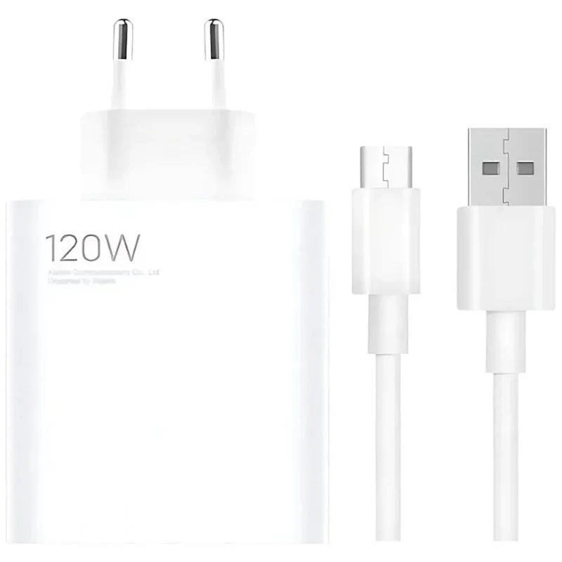 Chargeur Xiaomi 120W HyperCharge Combo (USB-A) - Charge rapide GaN - Câble USB-C 6A inclus - Original