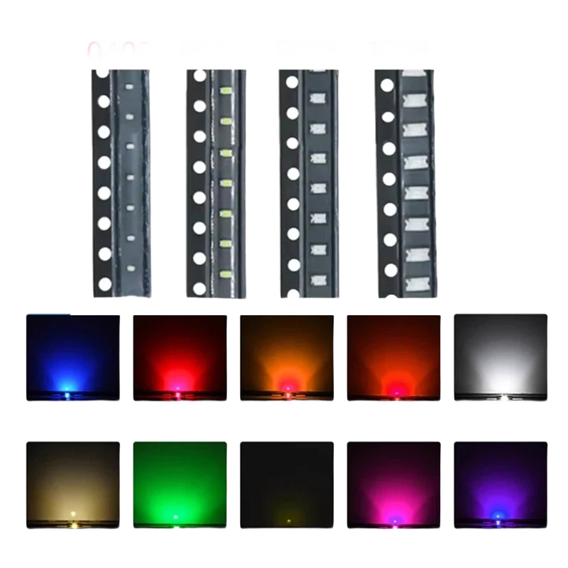Lot de 100 LED CMS 0402 à 1206 — modding et rétroéclairage
