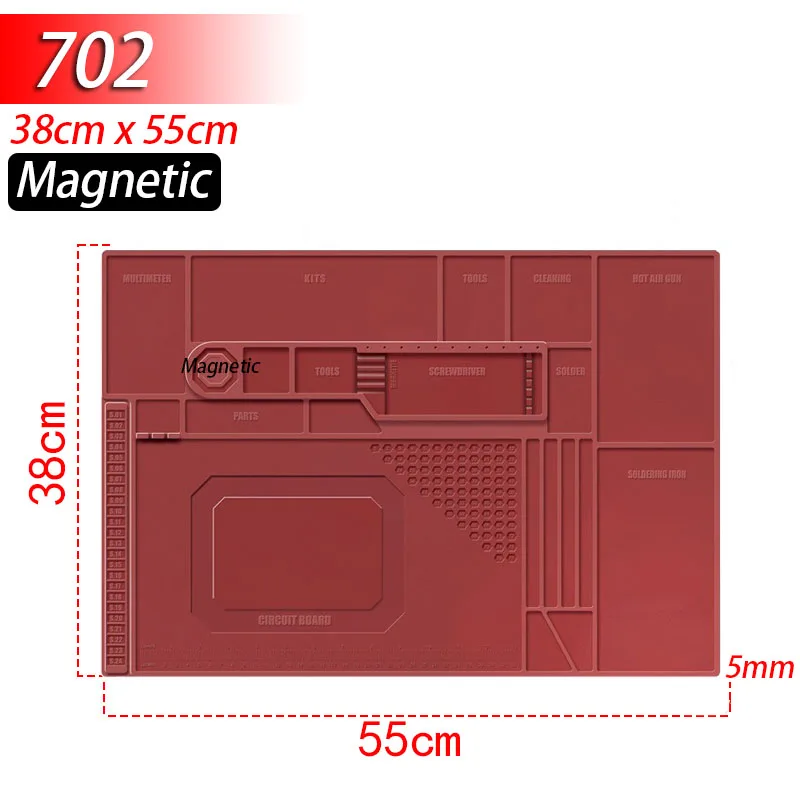 Tapis de réparation silicone pour soudure — compartiments magnétiques