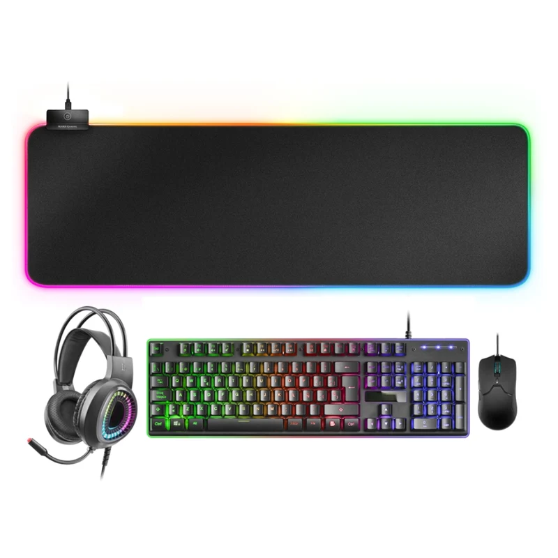 Kit Gaming 4 en 1 souris + clavier + tapis + casque