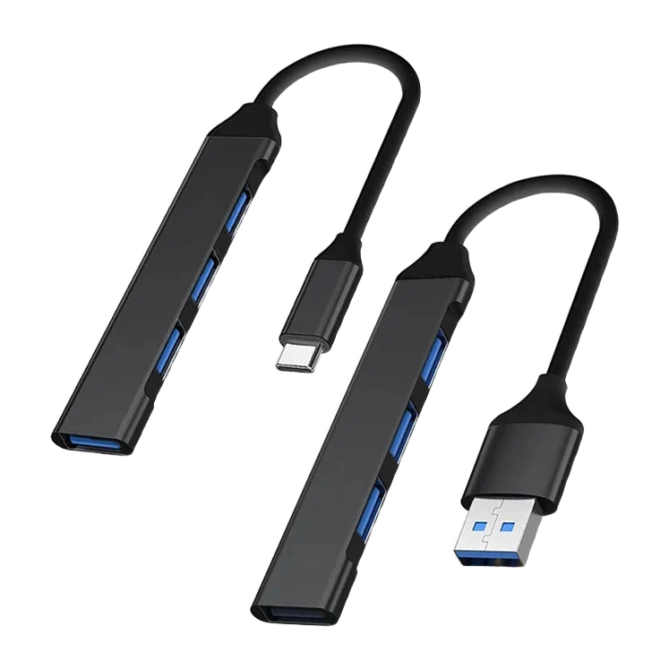 Hub USB 4 ports USB-A ou USB-C — norme USB 3.0, câble 15 cm