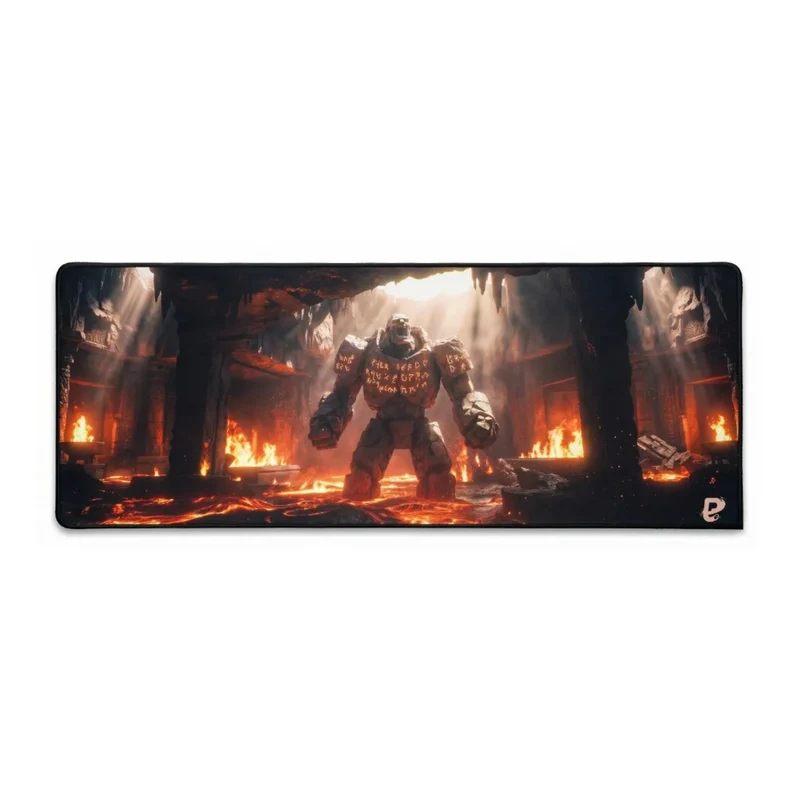 Tapis de Souris XXL Golem de Lave | PopMyPad | 900x400mm | 3mm | Antidérapant Haute Précision
