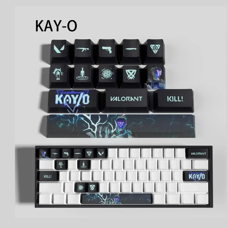 Keycaps Valorant KAY/O – Set de 14 touches PBT pour clavier mécanique