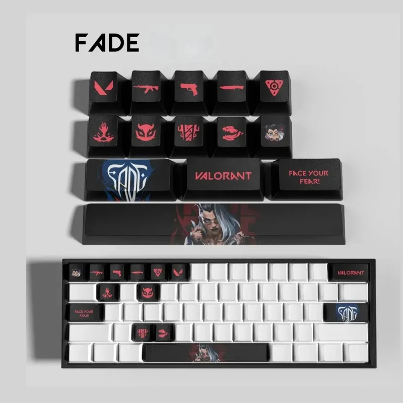 Keycaps Valorant Fade – 14 touches PBT anti-décoloration