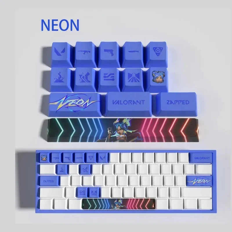 Keycaps Valorant Neon – Set de 14 touches PBT pour clavier mécanique