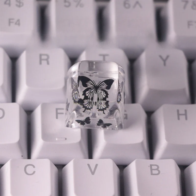 Keycap papillon en résine translucide — profil SA ou OEM, tige MX