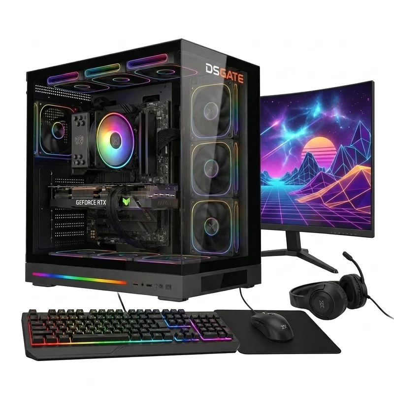 Pack PC Gamer DSGate Cloud V - AMD Ryzen 5 7500F - RTX 5070 12 Go - 32 Go DDR5 - SSD 1 To - Écran 24,5 pouces - Clavier et souris - Windows 11
