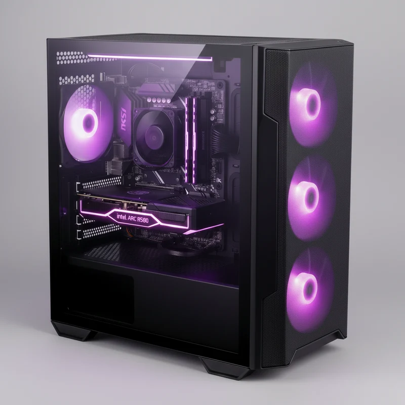 DSGate PC Gamer - AMD Ryzen 5 5500 4,2 GHz - Intel Arc B580 12 Go GDDR6 - 16 Go RAM DDR4 - 512 Go SSD - Windows 11 - WiFi