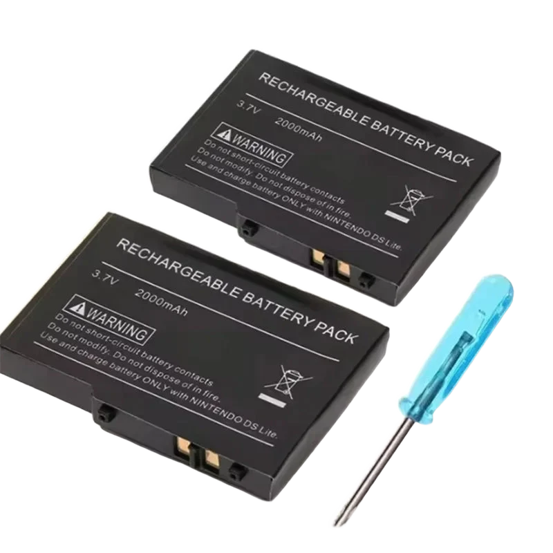 Batterie de remplacement pour DS Lite — 2000 mAh, tournevis inclus