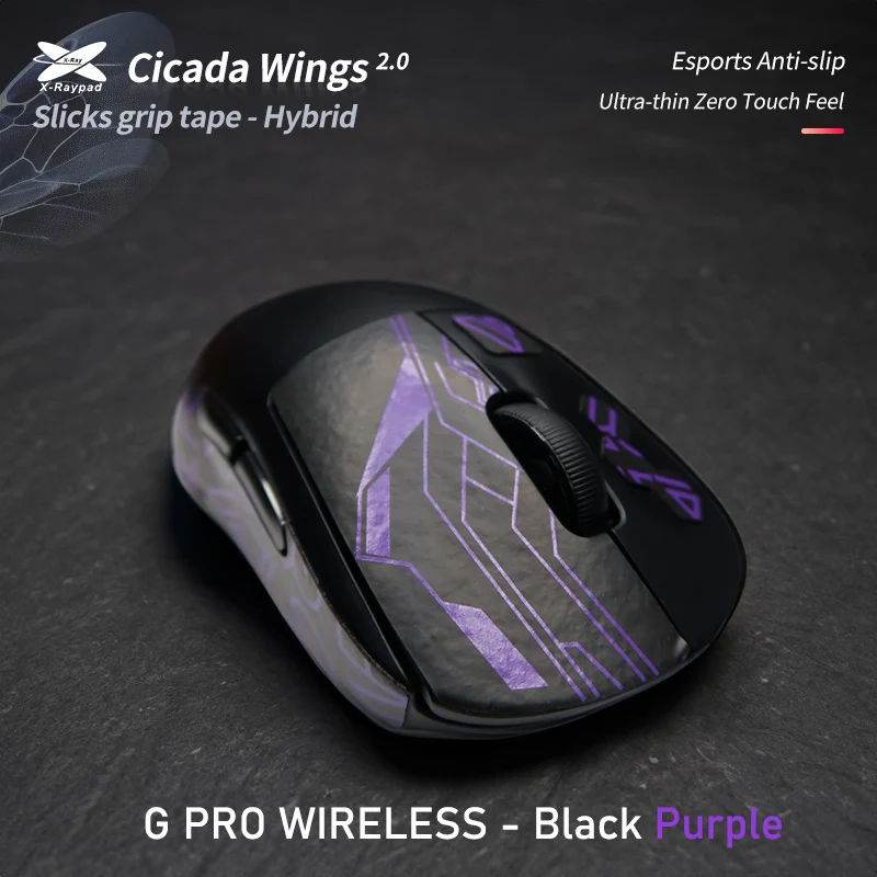 X-Raypad Cicada Wings 2.0 Grips Logitech G Pro Wireless Black Purple