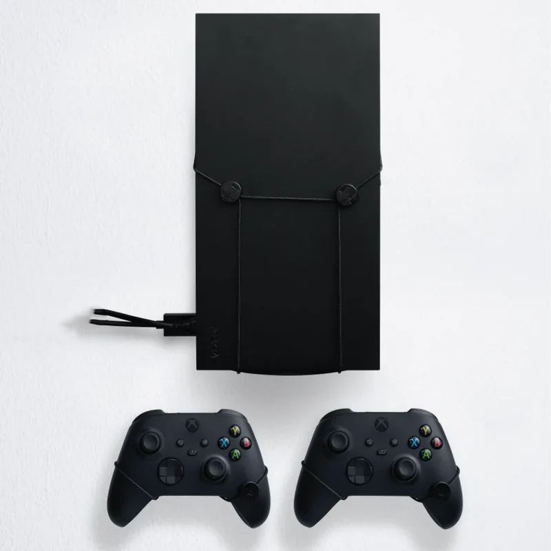 FLOATING GRIP Wall Mount Xbox Series X Black + 2 Controllers + LEDs and Cover